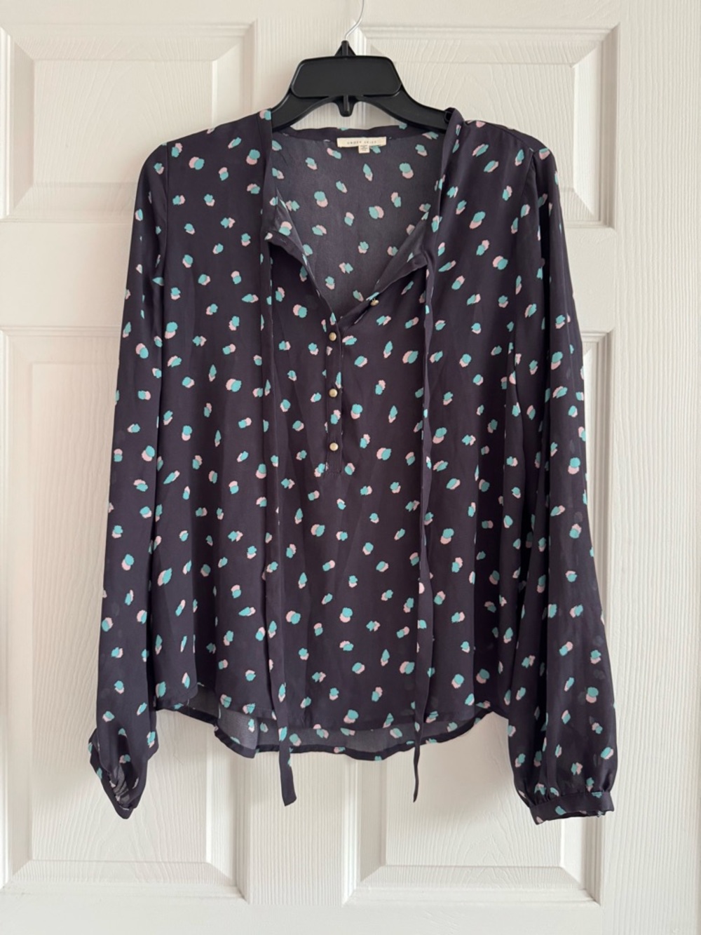 Under Skies Deep Purple Blouse with Mint and Light Pink Print